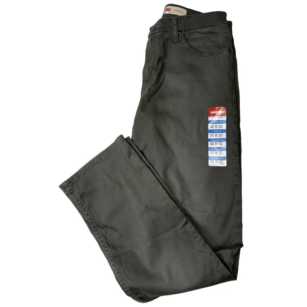 NWT Wrangler Mens Chino Pants Jeans Cotton Blend Straight Fit Olive Green 32x32